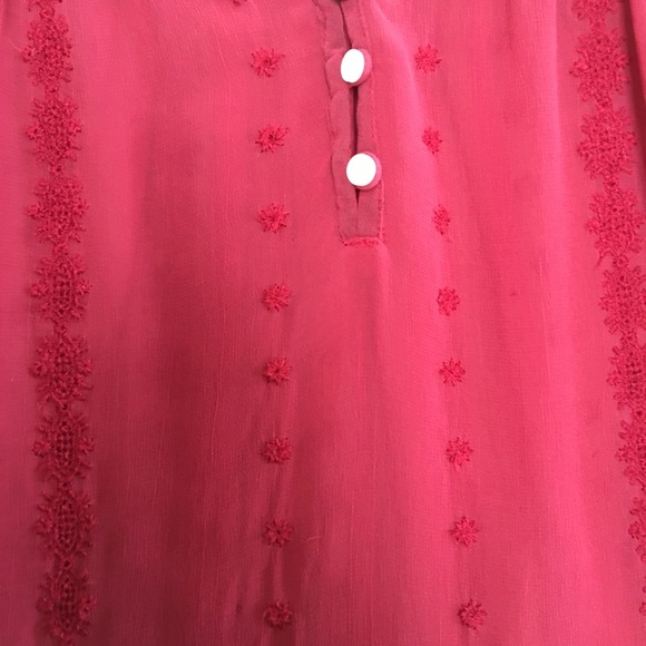 LUCKY BRAND Boho Top Long Sleeve Silk Blouse Sz XS - Picture 4 of 5